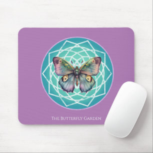 Purple Indigo Butterfly Mystical Mandala Turquoise Mouse Pad