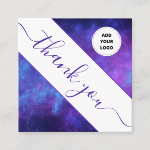 Purple Indigo Cosmic Galaxy Night Logo Thank You Square Business Card