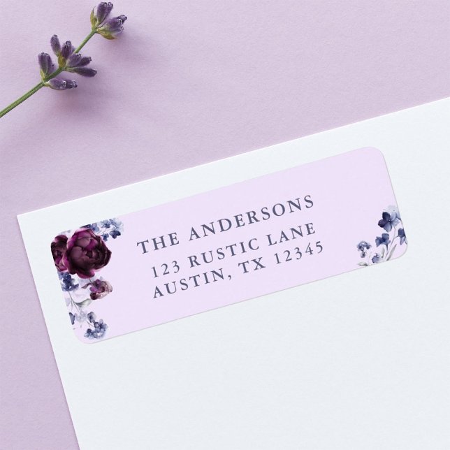 Purple & Indigo Floral Wedding Return Address (Creator Uploaded)