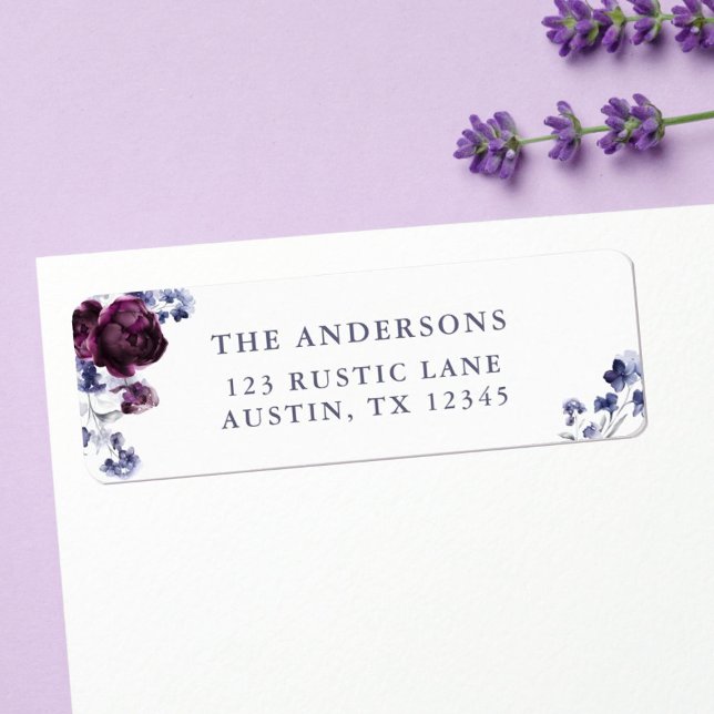 Purple & Indigo Floral Wedding Return Address (Creator Uploaded)