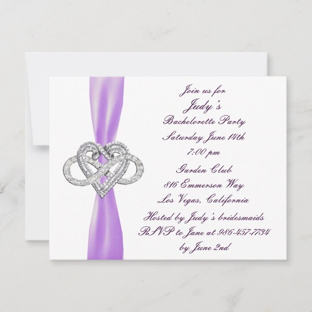 Purple Infinity Heart Bachelorette Party Invite (Front)
