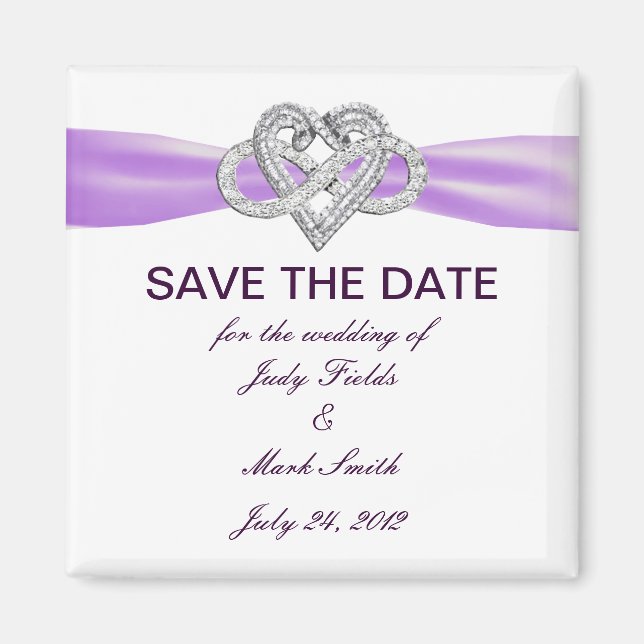 Purple Infinity Heart Save The Date Magnet (Front)