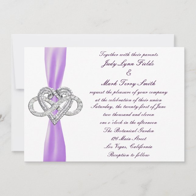 Purple Infinity Heart Wedding Invitation (Front)