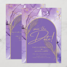 Purple Ink Lavender and Gold Purple Save The Date
