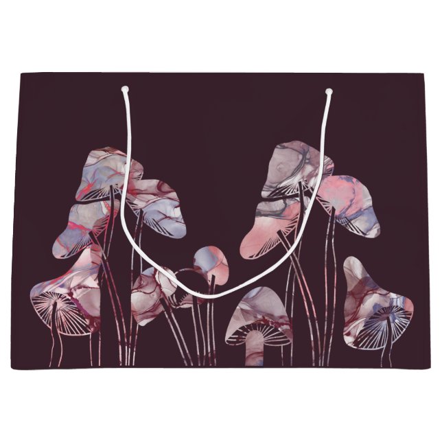 Purple Ink Mushrooms Large Gift Bag (Front)