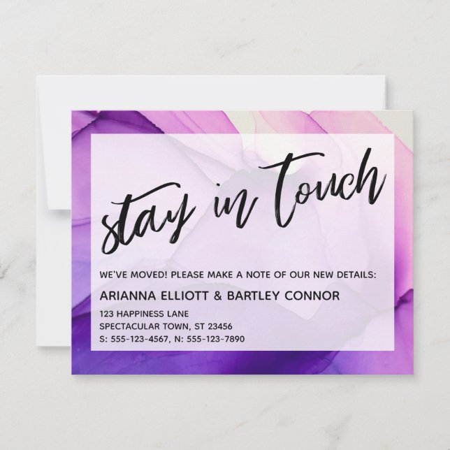 Purple  Inks Stay in Touch Moving Announcement (Front)