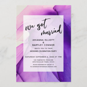 Purple Inks We Got Married Reception-Only Invitation