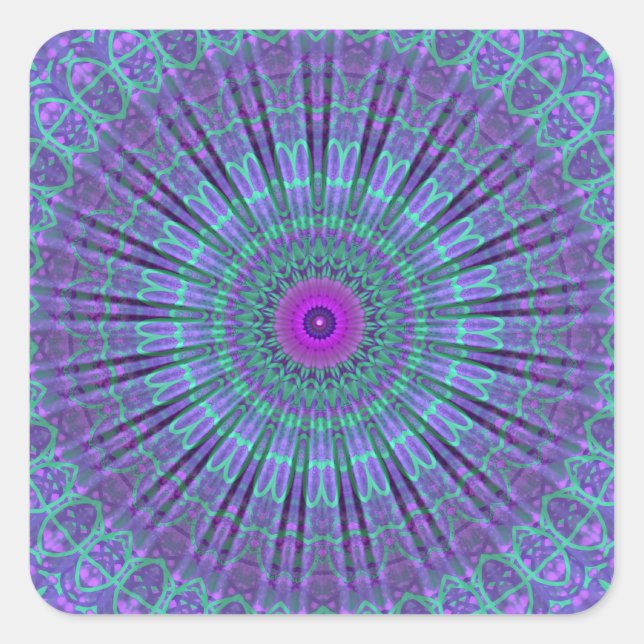 Purple Inspire mandala kaleidoscope Square Sticker (Front)