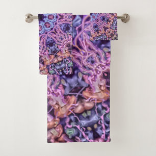 Purple Intricate Alien Kaleidoscopic Mandala Bath Towel Set