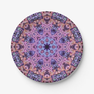 Purple Intricate Alien Kaleidoscopic Mandala Paper Plate
