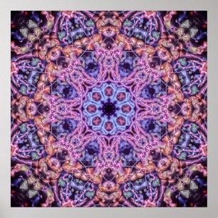 Purple Intricate Alien Kaleidoscopic Mandala Poster