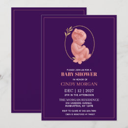 Purple Invitation - Baby Shower