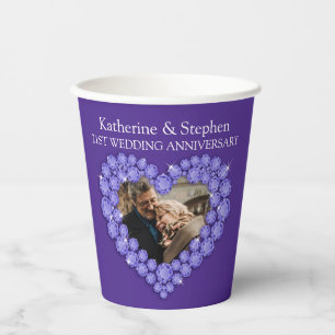 Purple iolite 21st wedding anniversary party paper cups