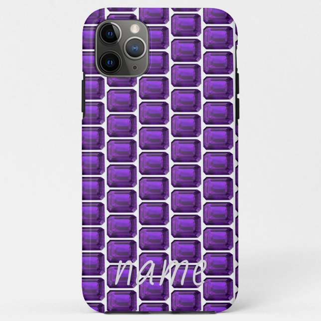 Purple iPhone case Amethyst Pattern with Monogram (Back)