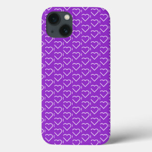 Purple iPhone Case with Hearts - Choose Colours
