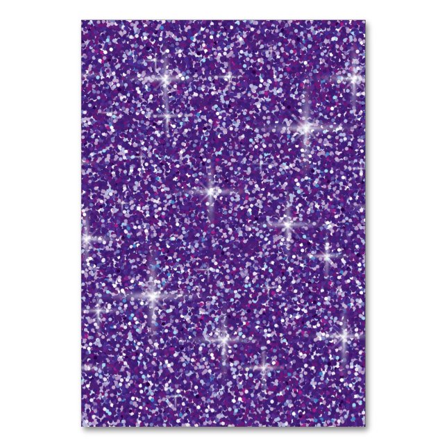 Purple iridescent glitter table number (Front)