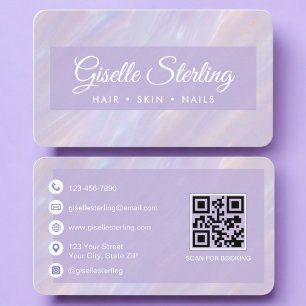 Purple Iridescent QR Code Professional Business Card