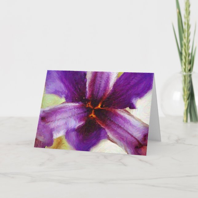 Purple Iris Abstract Impression Art Card (Front)