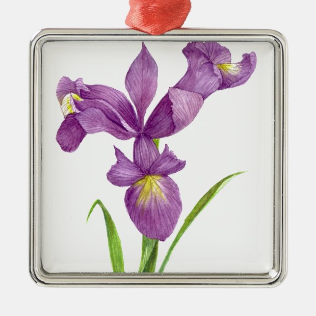 Purple Iris Botanical Floral Art Metal Tree Decoration (Front)