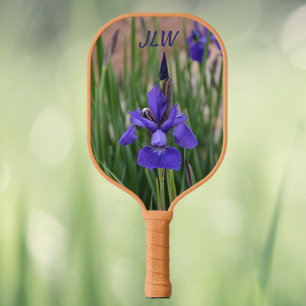 Purple Iris Botanical Floral Photographic Pickleball Paddle