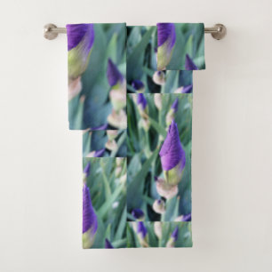 purple iris bud bath towel set