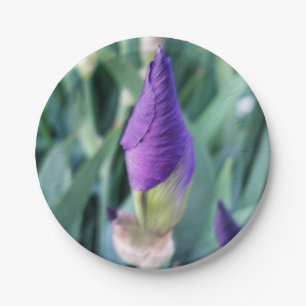purple iris bud paper plate