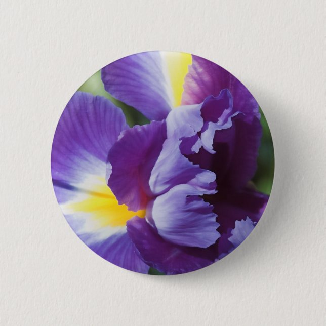 purple iris close up 6 cm round badge (Front)