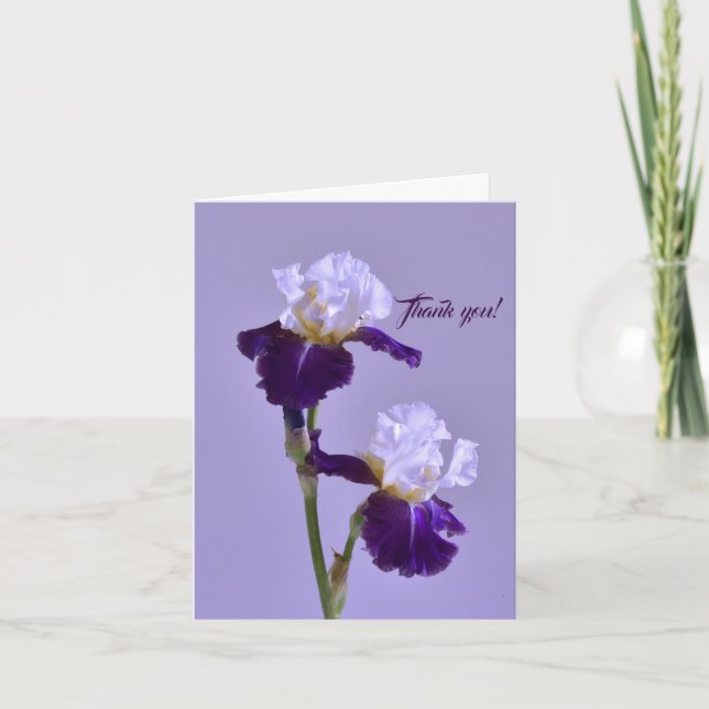 Purple Iris Custom Thank you! Greeting Note Card (Front)