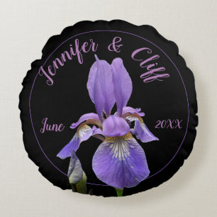 Purple Iris Elegant Commemorative Round Cushion