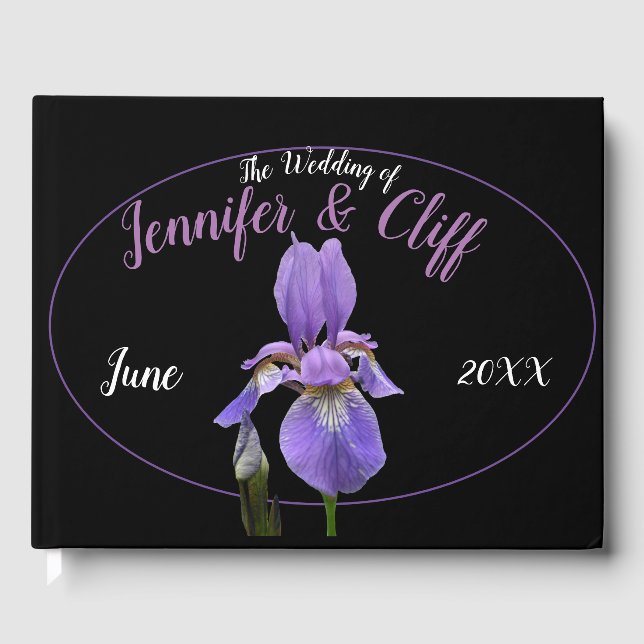 Purple Iris Elegant Guest Book (Front)