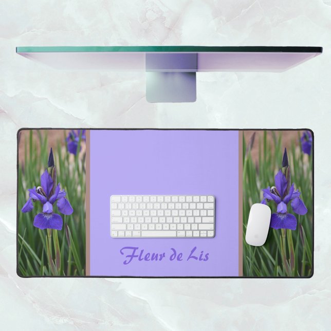 Purple Iris Floral Botanical Photographic Lilac Desk Mat (Creator Uploaded)