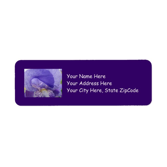 Purple Iris Flower Address Label stickers Irises (Front)