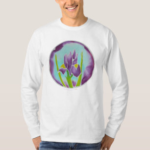Purple Iris Flower Batik Art T-Shirt