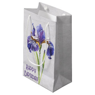 Purple Iris Flower Birthday  Small Gift Bag