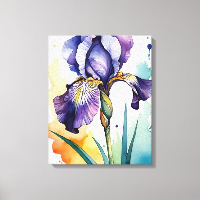 Purple Iris Flower Bloom                           Canvas Print (Front)