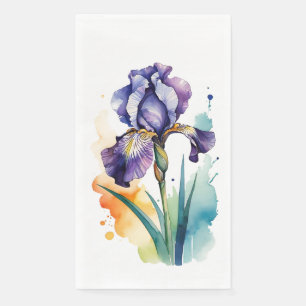 Purple Iris Flower Bloom Napkin
