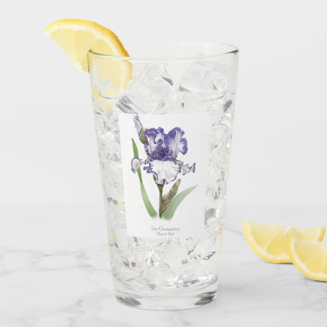 Purple Iris Flower Botanical Art Glass (Front Ice)