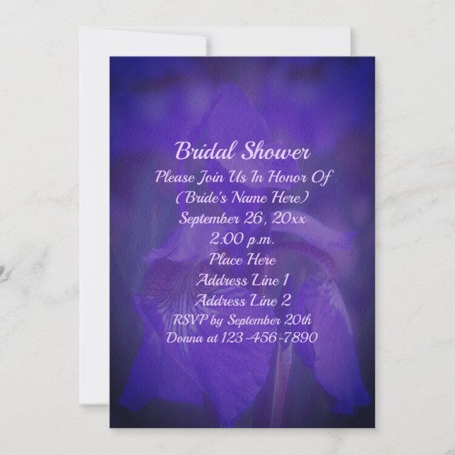Purple Iris Flower Bridal Shower  Invitation (Front)