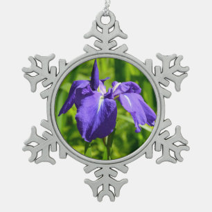 Purple iris flower christmas ornament