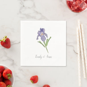 Purple Iris Flower Custom Wedding Monogram Napkin