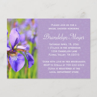 Purple Iris Flower Damask Bridal Shower Invitation