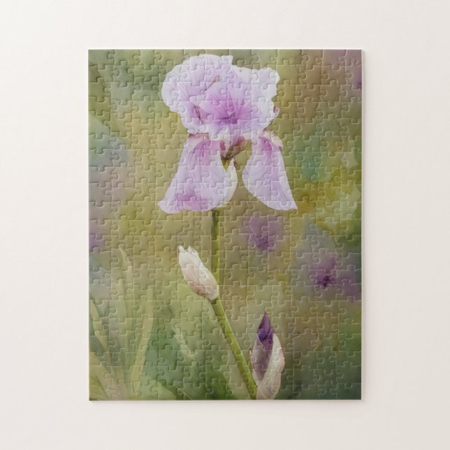 Purple Iris Flower Floral Art Puzzle (Vertical)