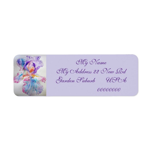 Purple Iris Flower floral Return Address Labels (Front)