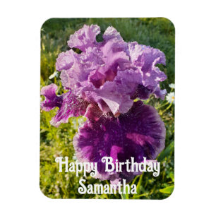 Purple Iris Flower Garden floral Birthday Magnet