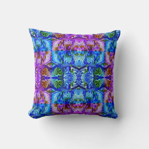 Purple Iris Flower / Greenleaf / 1974 / Mirrored / Cushion
