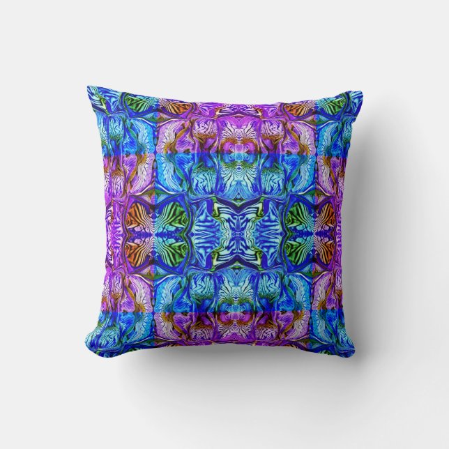 Purple Iris Flower / Greenleaf / 1974 / Mirrored / Cushion (Front)