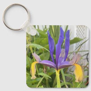 Purple Iris Flower Outdoor Garden Nature Photo Key Ring