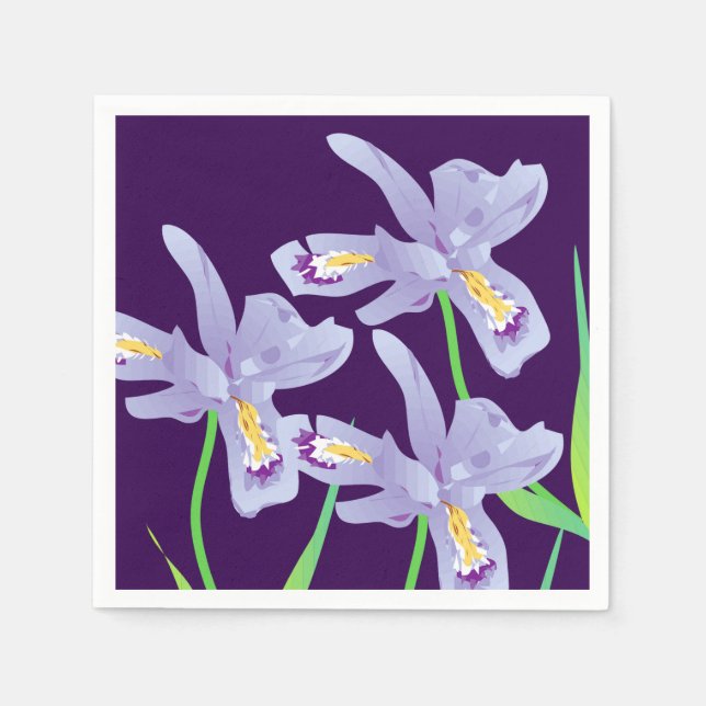 Purple Iris Flower Paper Napkin (Front)