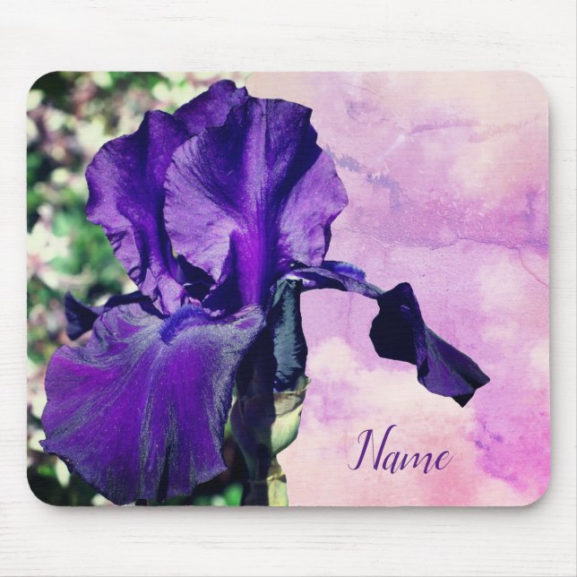 Purple Iris Flower Personalised Mouse Pad (Front)