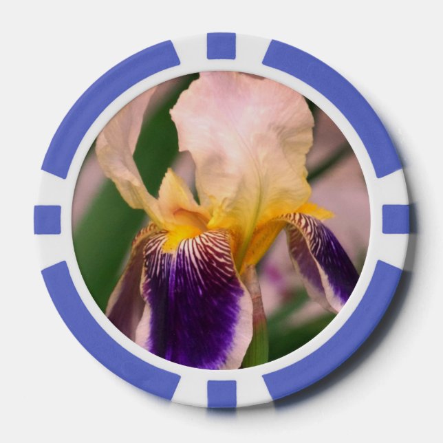 Purple Iris Flower Photo Clay Poker Chips (Front)